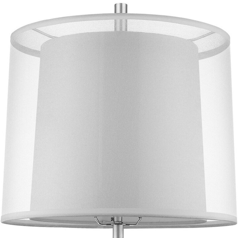 Hivvago 31" Silver Metal Table Lamp With White Empire Shade