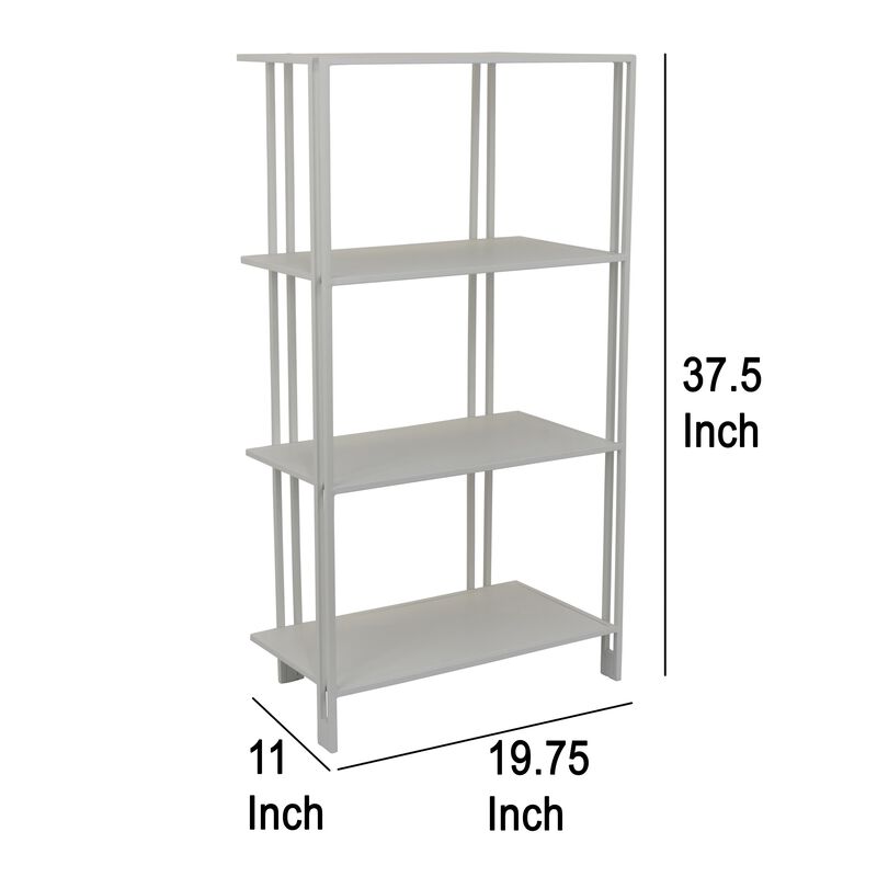 Plant Display Stand, White Metal, 4 Shelves, Modern Style, 38 Inch - Benzara
