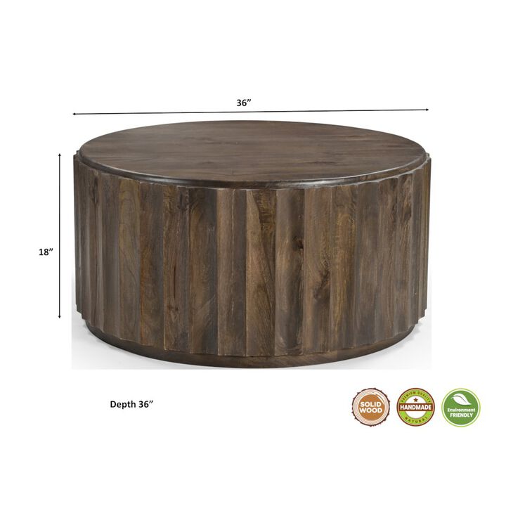 Taran Designs Lennox Round Solid Wood Coffee Table
