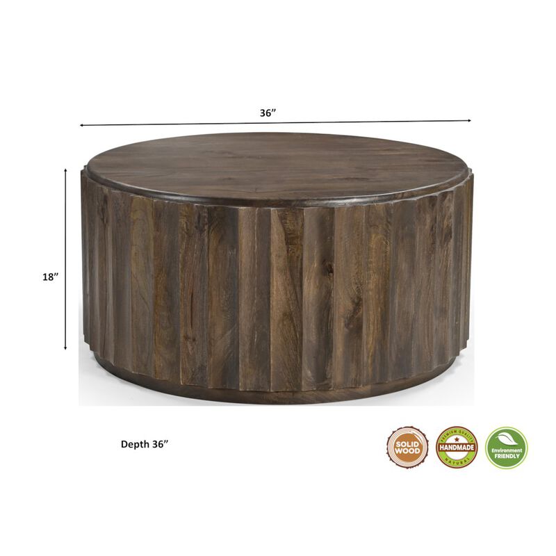 Taran Designs Lennox Round Solid Wood Coffee Table