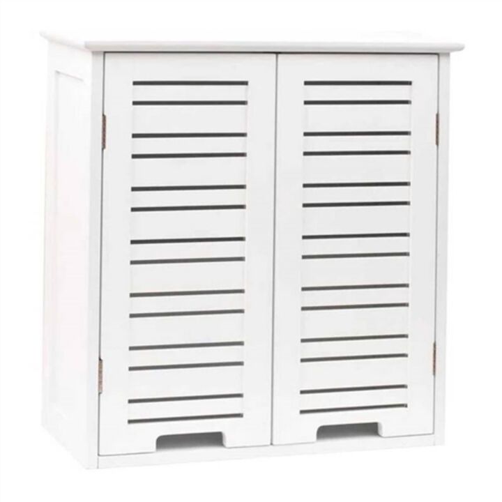 Wood Bathroom Wall Cabinet – Space-Saving Storage with Louver Doors