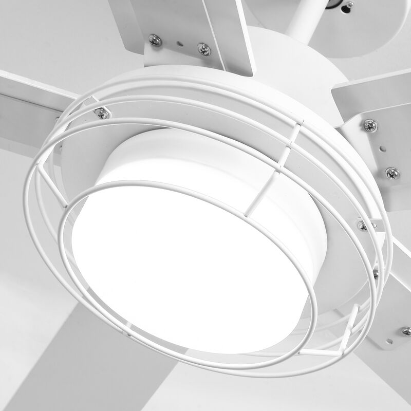 52 in. White Integrated LED Reversible Blades Ceiling Fan with Light and Remote