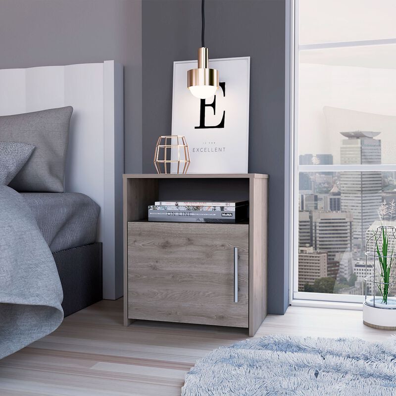 Streamdale Omaha Nightstand with Door, Shelf & Metal Handle
