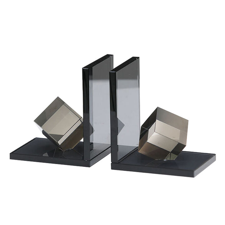 S/2 5x4" Crystal Cube Bookends