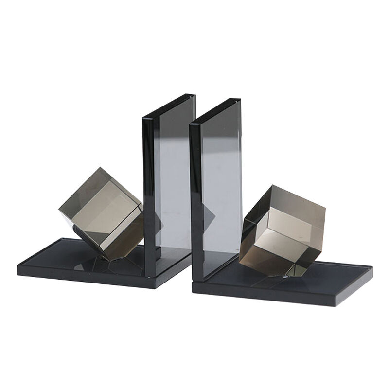 S/2 5x4" Crystal Cube Bookends image number 1