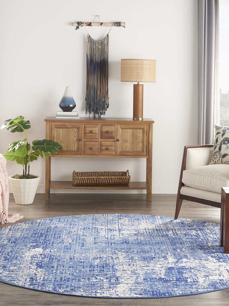 Whimsicle WHS08 Blue/Ivory 8'4" x 11'6" Rug