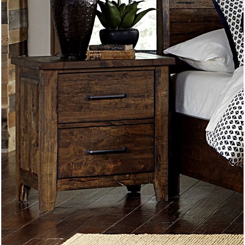 Streamdale Rustic Bedroom Nightstand Solid Rubberwood