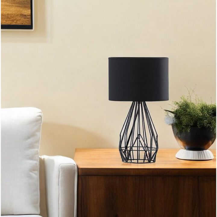 Hivvago 18&rdquo; Asymmetric Black Cage Metal Table Lamp