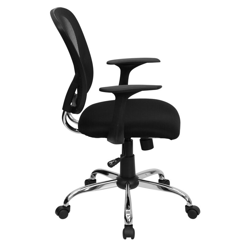 Alfred Mid-Back Dark Gray Mesh Swivel Task Office Chair with Chrome Base and Arms image number 9