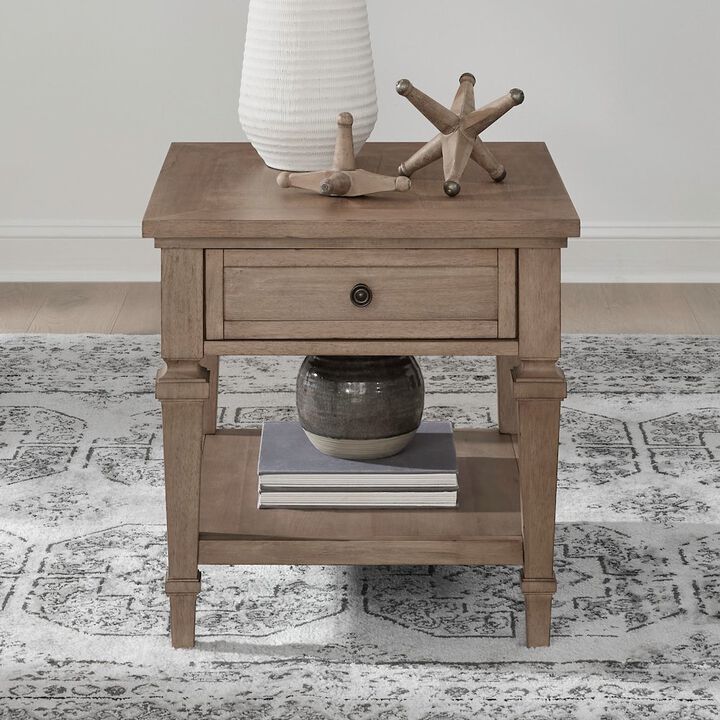 Liberty Furniture Haven Hills End Table for Living Room Traditional - Camel Beige Birch Wood