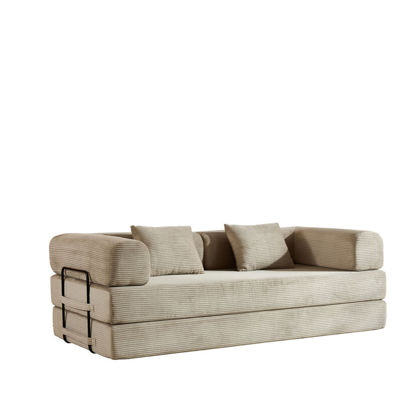 GOODSILO Convertible Sleeper Sofa Bed with Cylindrical Pillow, Folding Mattress Couch with Fixed-Shape Frame, Floor Sofa Lounge Couch image number 0
