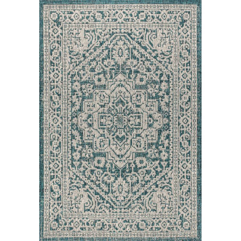 Sinjuri Medallion Textured Weave Indoor/Outdoor Area Rug