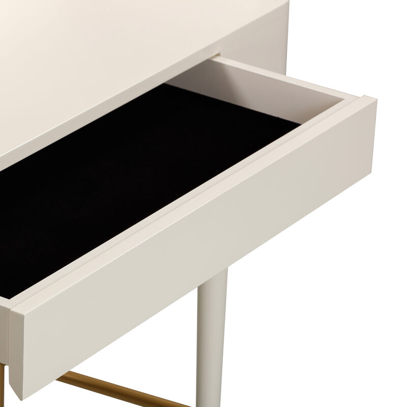 Penelope Taupe Vegan Leather Wrapped Vanity Desk