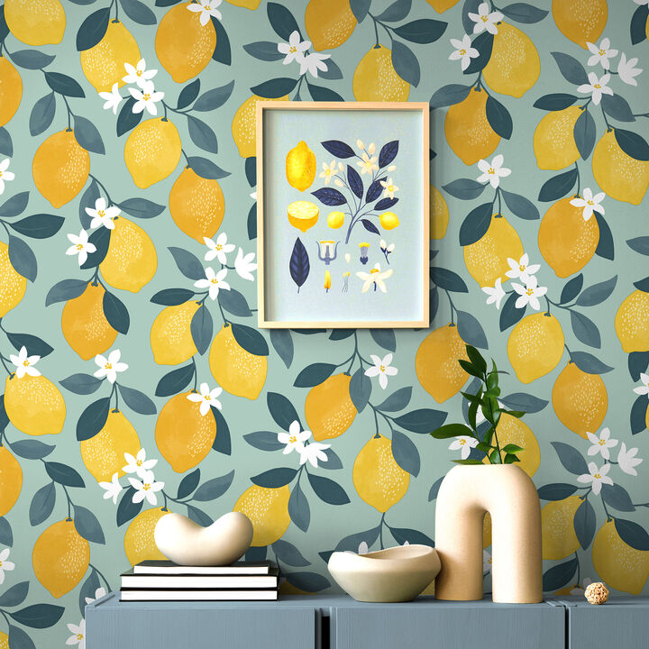 Inigo Seafoam Sicily Fruits Wallpaper