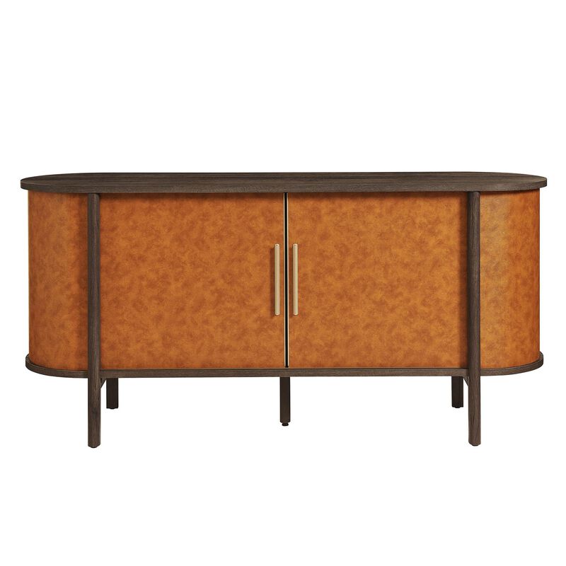 Coralie 63" Oval Leather Sideboard image number 5