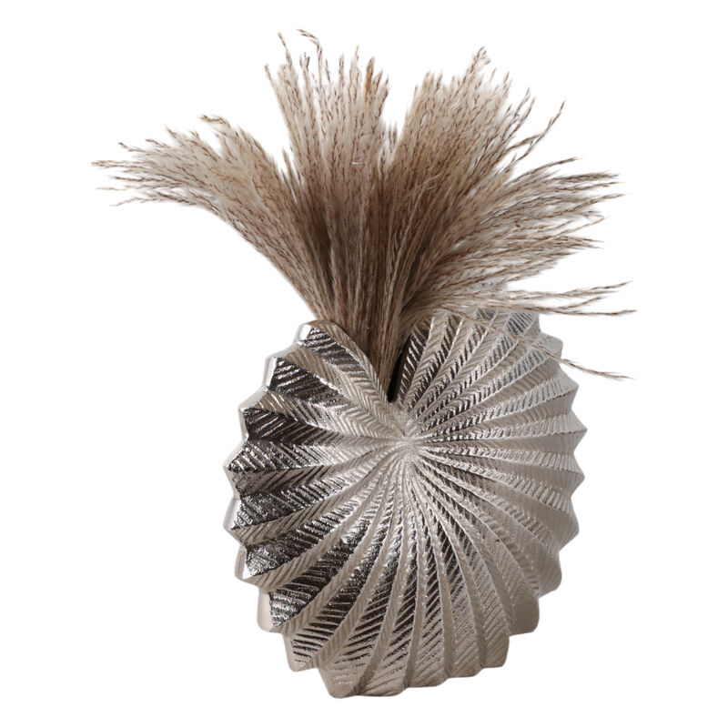 14x14" Seashell Metal Vase, Silver image number 1