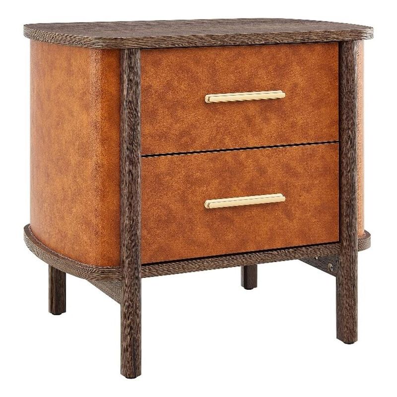 Coralie Curved Leather Nightstand with Drawers image number 0