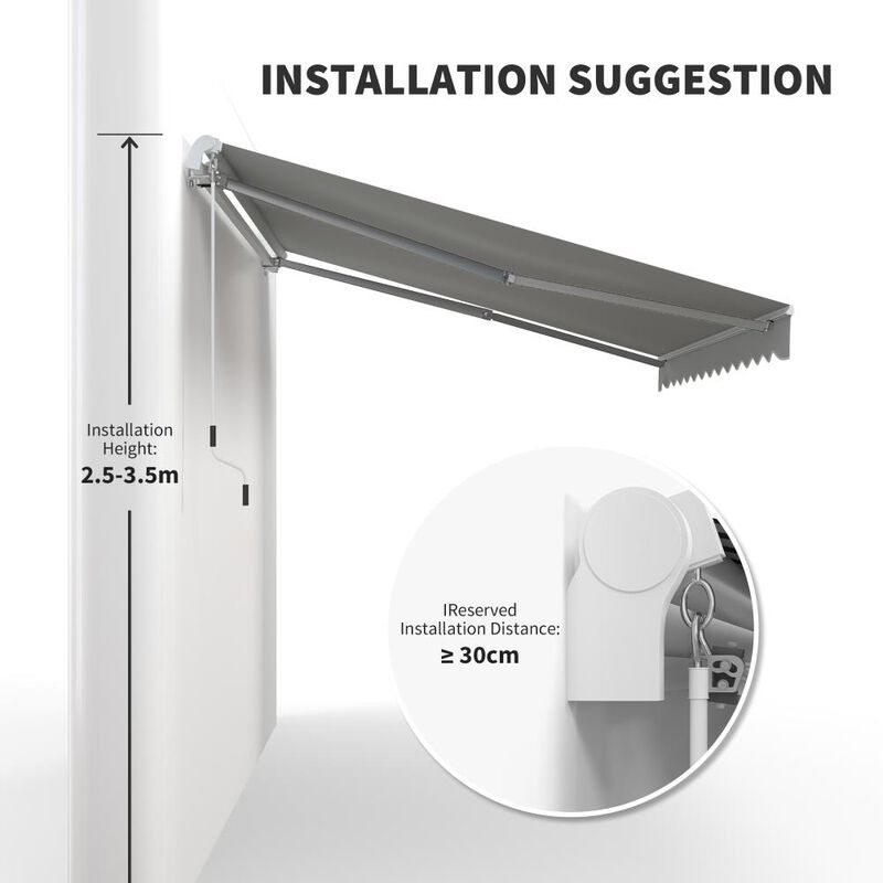 Hivvago 12' x 8' Patio Sun Shade Awning with Manual Operation image number 6