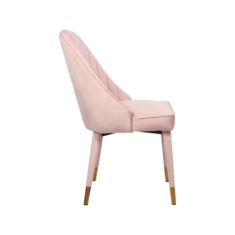 Meridian Furniture Belle Pink Velvet Dining Chair, Set of 2