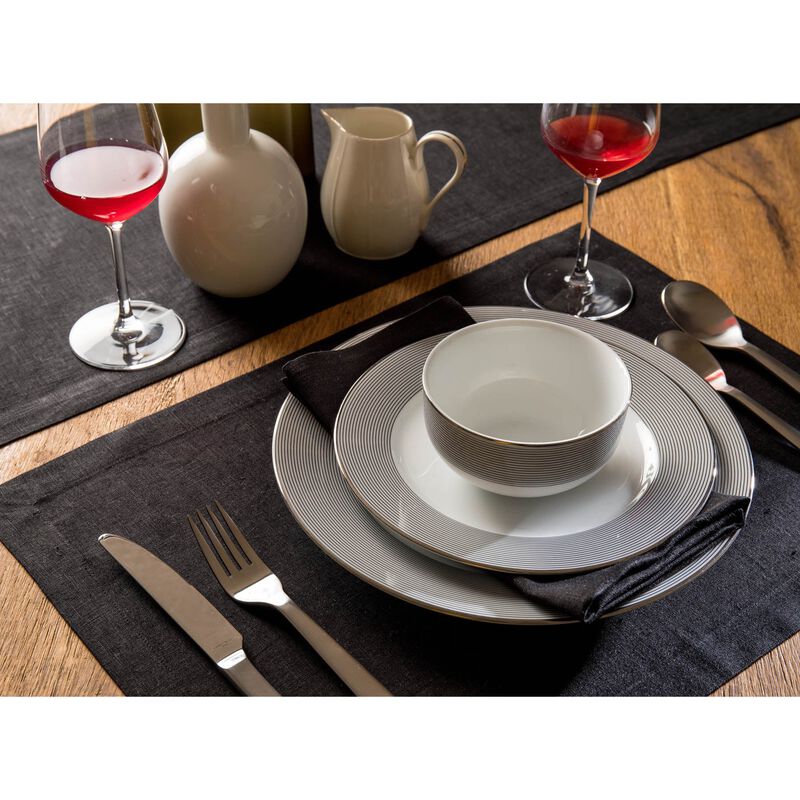 Solino Home Fete 100% Linen Placemats &ndash; Set of 4, 14 x 19 in, Machine Washable, Holiday and Everyday Dining