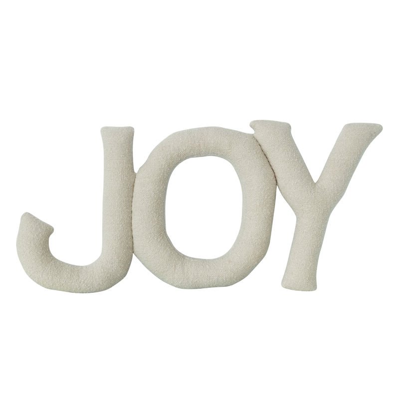 woven Cotton Slub "JOY" Shaped Pillow, Natural image number 0
