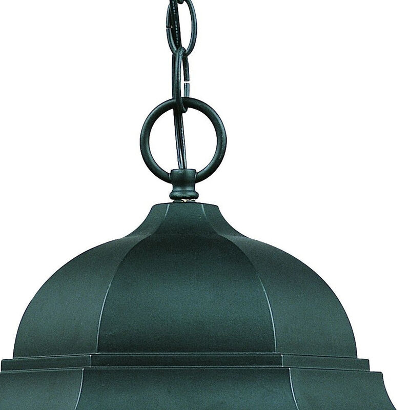 Hivvago Three Light Matte Black Domed Glass Lantern Hanging Light