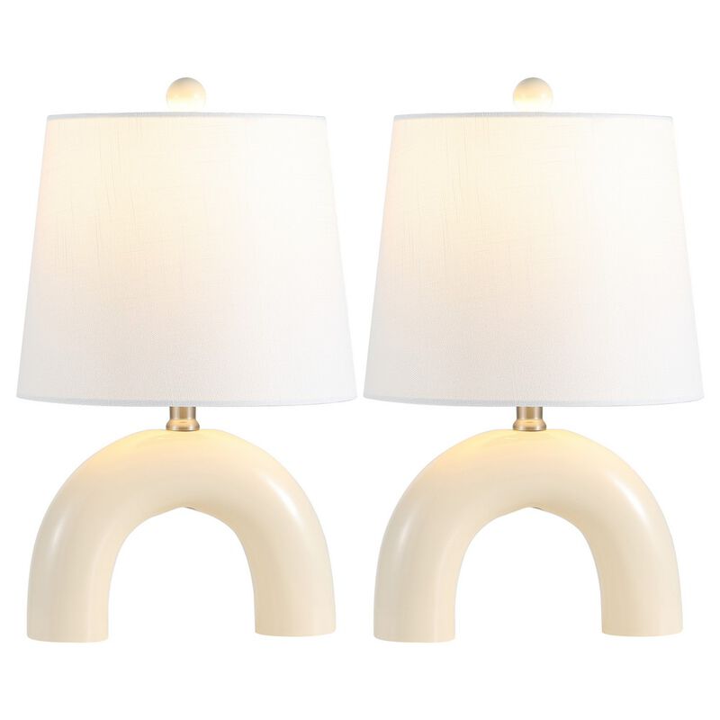 Zadie 17.75" Scandinavian Minimalist Ceramic Arch LED Table Lamp