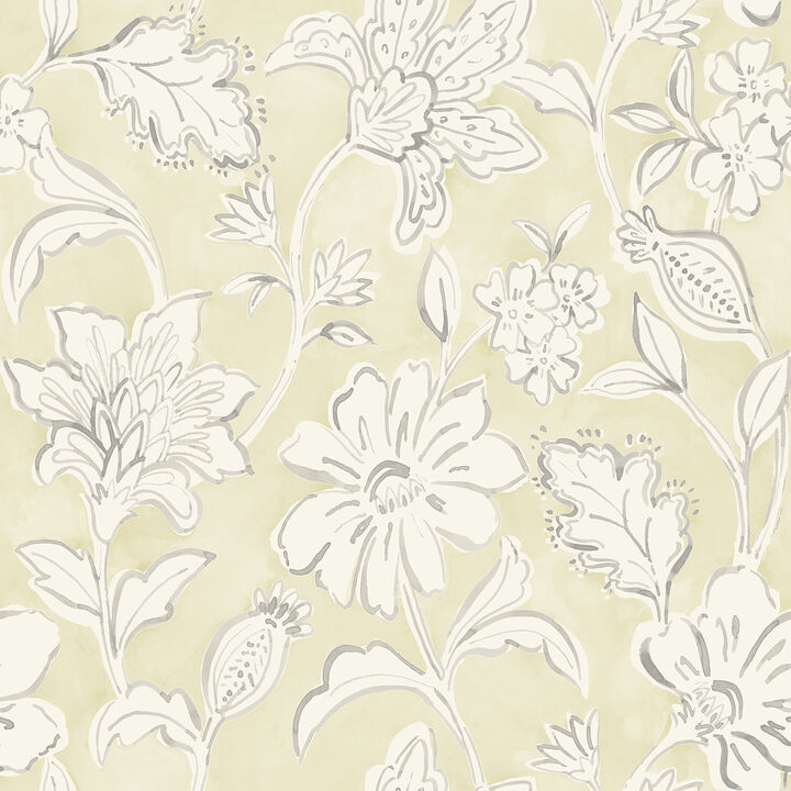 Plumeria Yellow Floral Trail Wallpaper