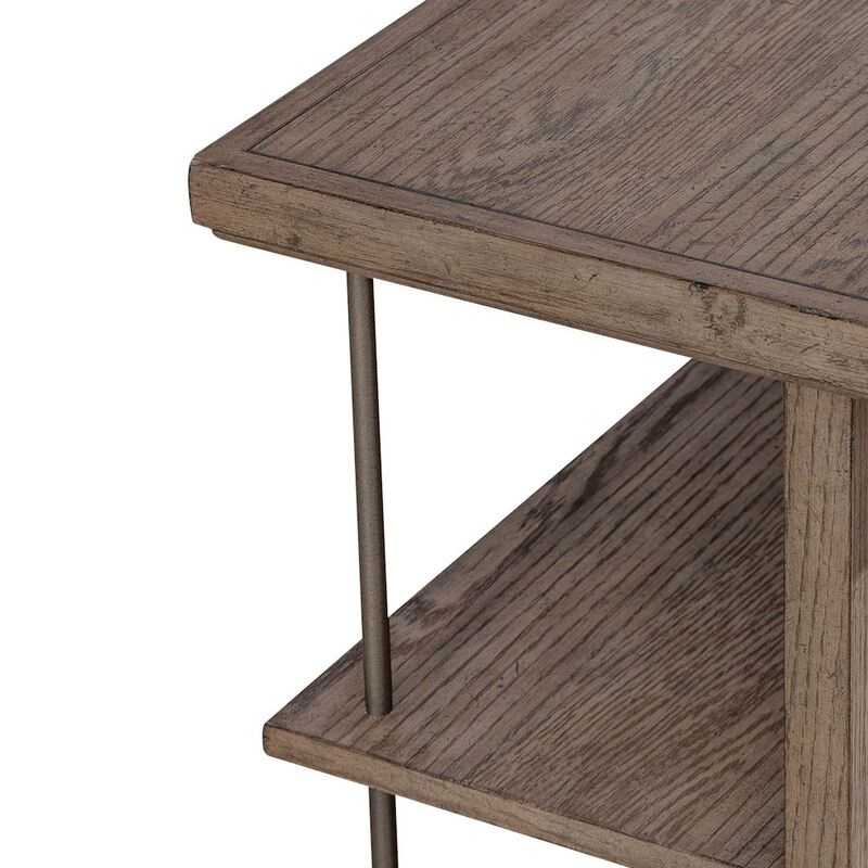 Liberty Furniture City Scape Metal Accent Oak Wood End Table for Living Room Burnished Beige image number 4