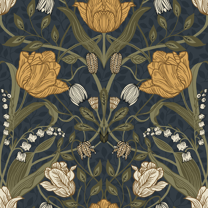 Filippa Navy Tulip Wallpaper (Set of 2)