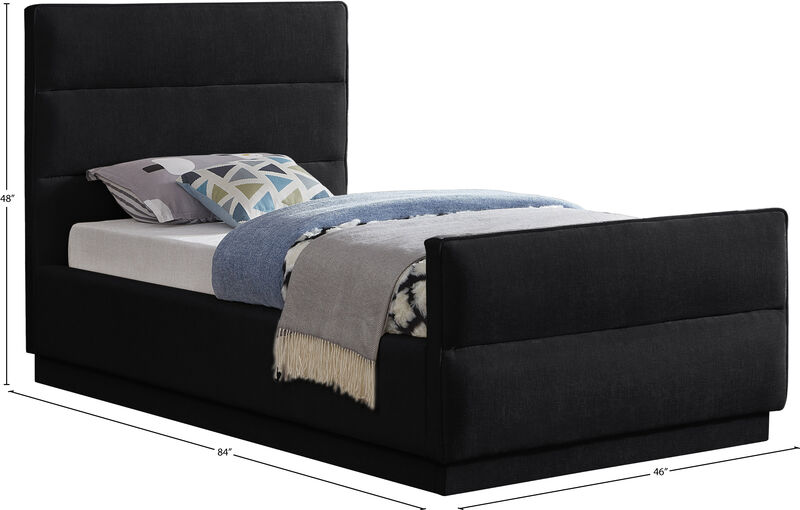 Meridian Furniture Paxton Black Chenille Fabric Twin Bed