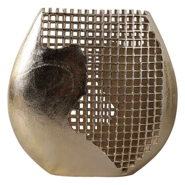 14x14" Partial Mesh Metal Vase