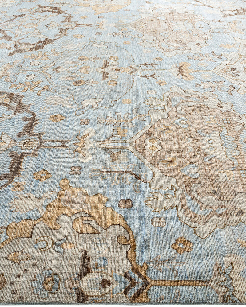 Oushak, One-of-a-Kind Hand-Knotted Area Rug  - Light Blue, 9' 2" x 11' 8"