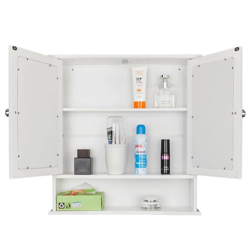 Hivvago 2-Door Wall Mounted Bathroom Medicine Cabinet with Mirror in White