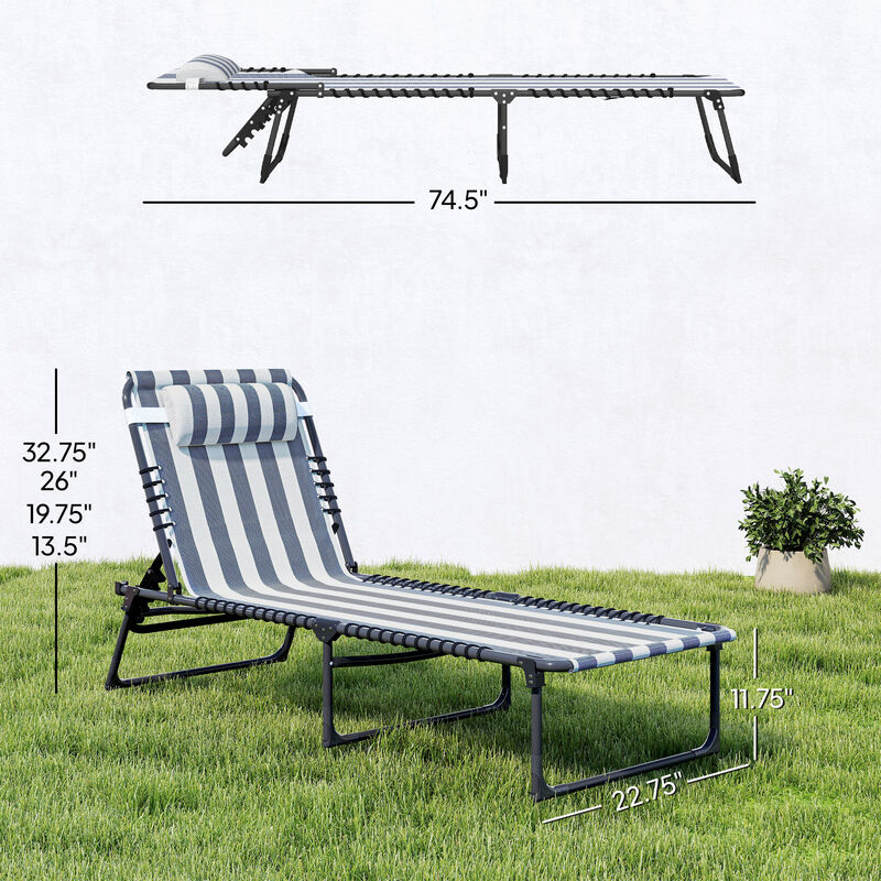 Hivvago Adjustable Poolside Chaise Lounge with Pillow image number 2