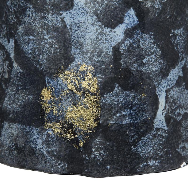 HomeRoots 12" Blue And Gold Abstract Bud Glass Table Vase image number 4