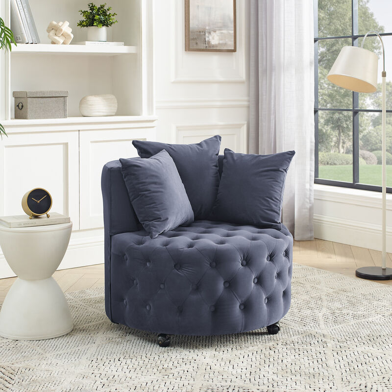 Merax Velvet Upholstered Swivel Chair for Living Room