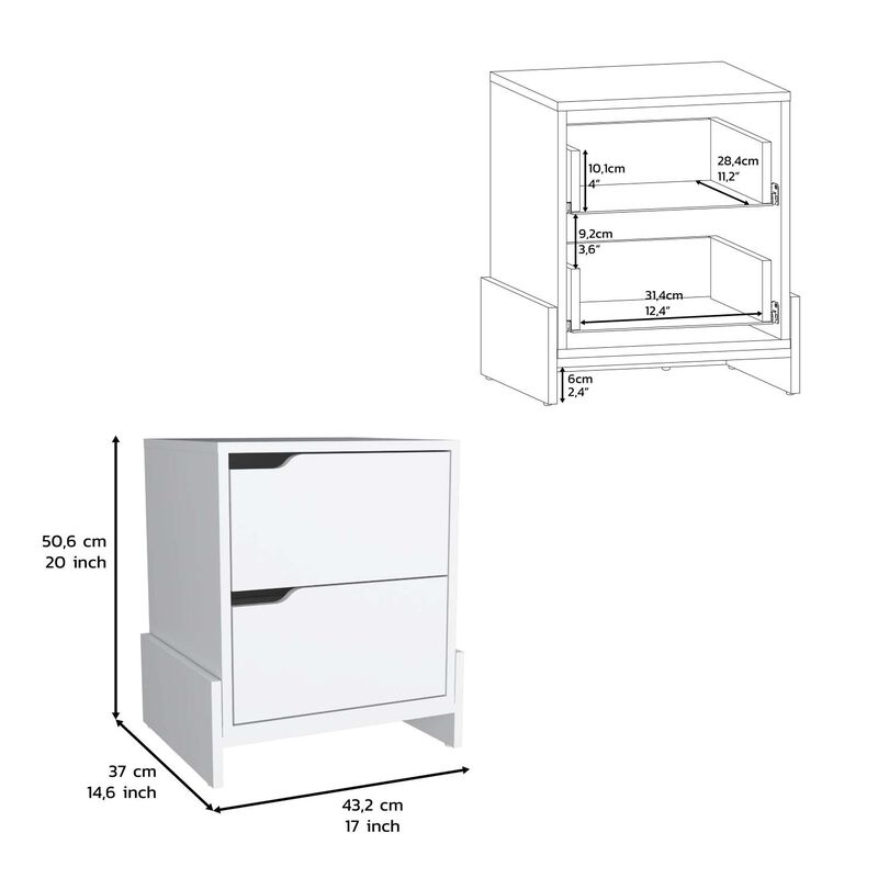 Streamdale Haines Nightstand With 2-Drawers, End Table With Sturdy Base image number 3