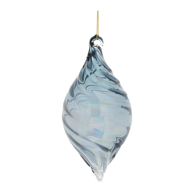 Iridescent Swirl Glass Baubles (Set of 12) &ndash; Elegant Ornaments for Glam, Winter Wonderland, or Minimalist Christmas Decor