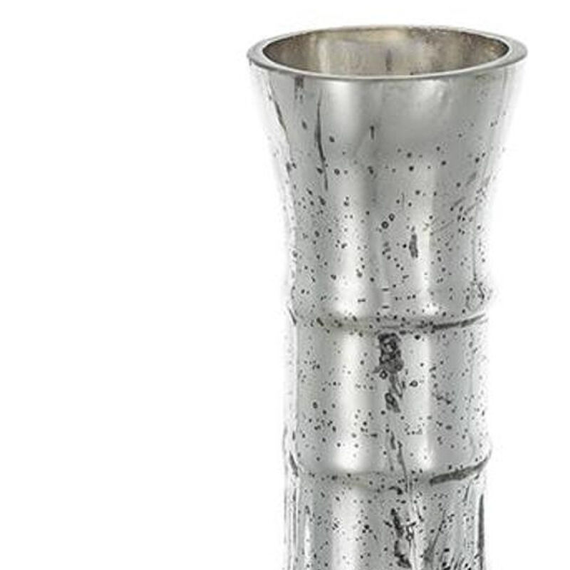 HomeRoots 10" Antiqued Silver Glass Round Table Vase image number 2