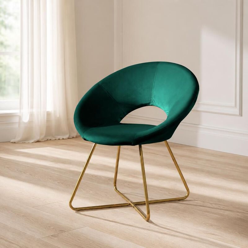 GOODSILO Velvet Upholstered Accent Chair with Curved Back and Gold Tone Finished Metal Base for Living Room Bedroom Entryway image number 2