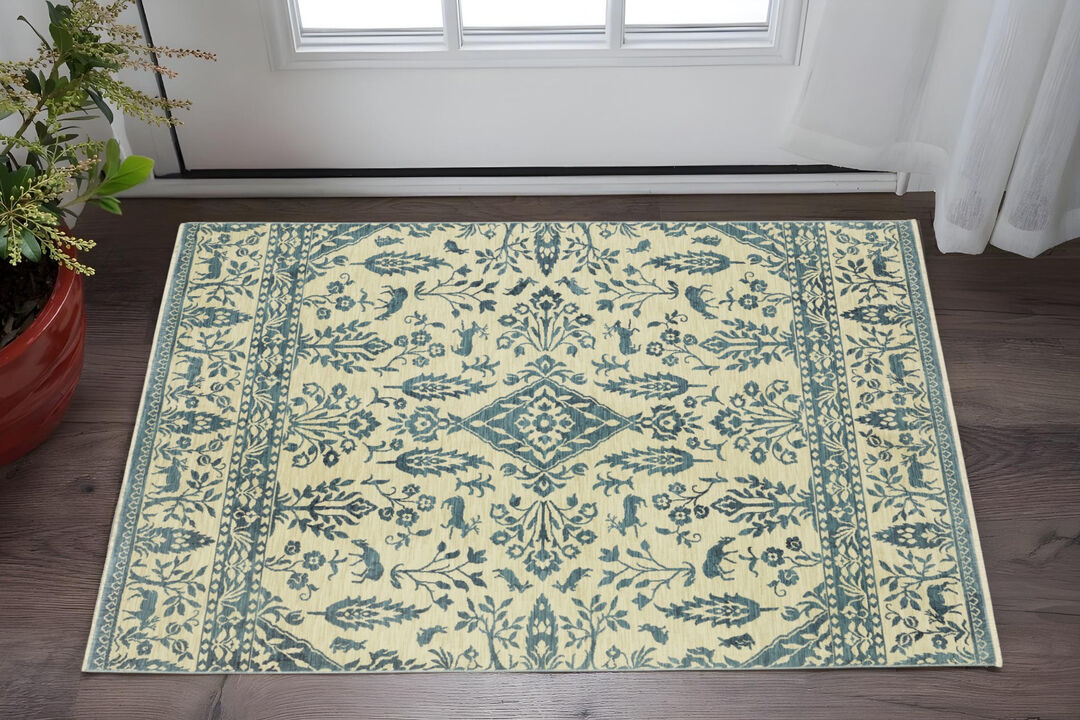 HomeRoots Oriental Area Rug With Fringe