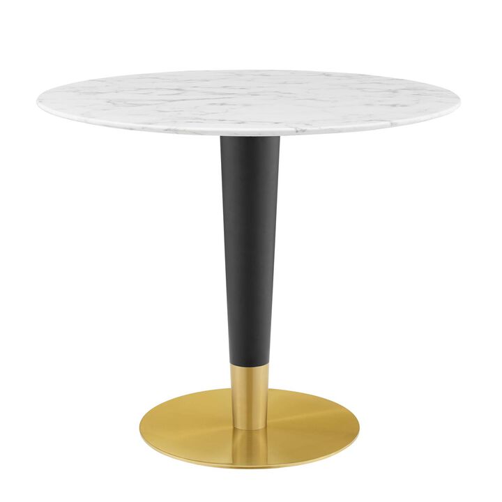 Modway - Zinque 36" Artificial Marble Dining Table Gold White