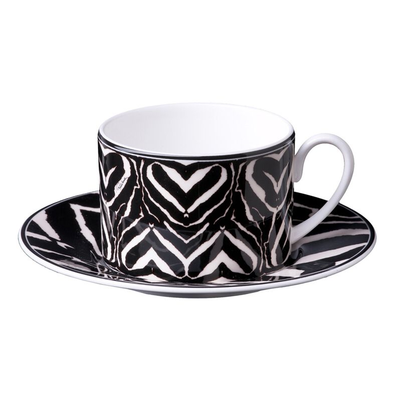 Tea Cup & Saucer ZEBRA Set of 2 in Luxury Box diam. 3.3", H 2.3", cap. 7.5 oz, Saucer diam. 6" image number 0