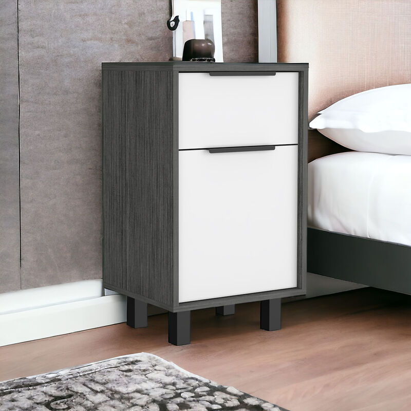 HomeRoots 28" Gray Wood One Drawer Nightstand image number 1