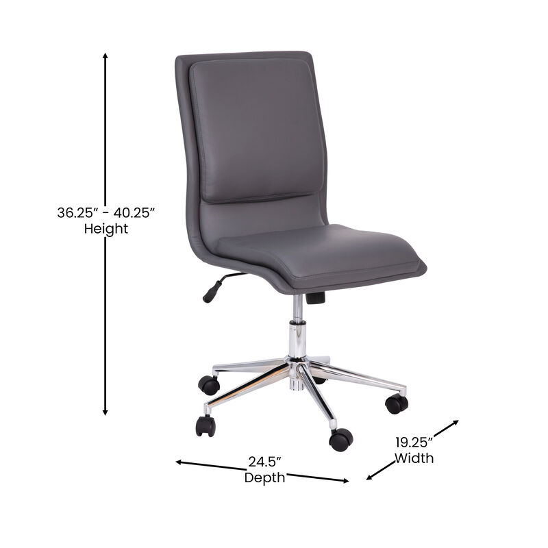 Madigan Mid-Back Armless Swivel Task Office Chair with LeatherSoft and Adjustable Chrome Base,