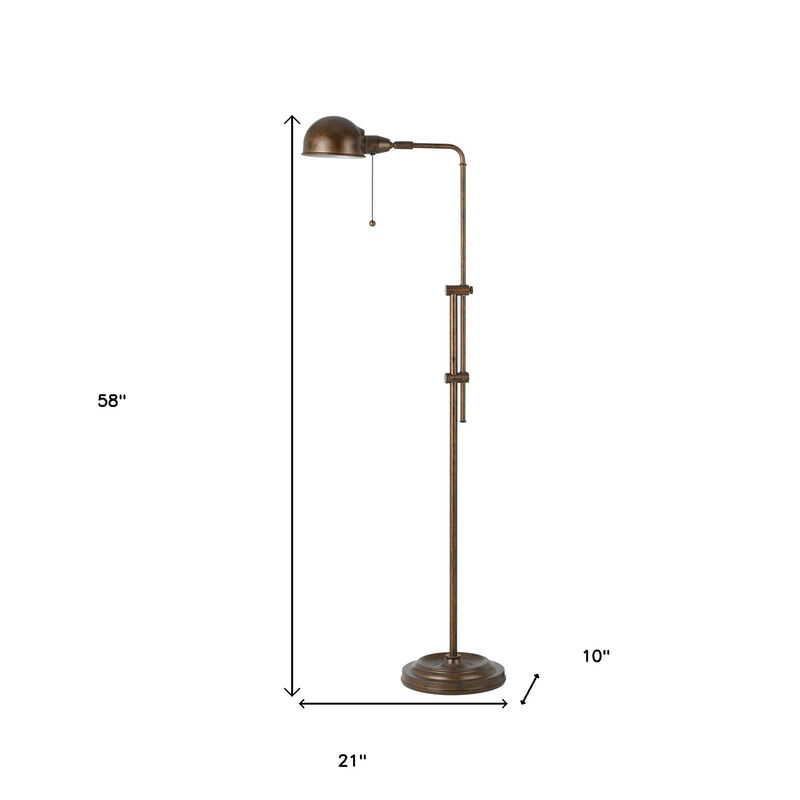 HomeRoots 58" Rust Metal Adjustable Swing Arm Floor Lamp With Rust Metal Dome Shade image number 5