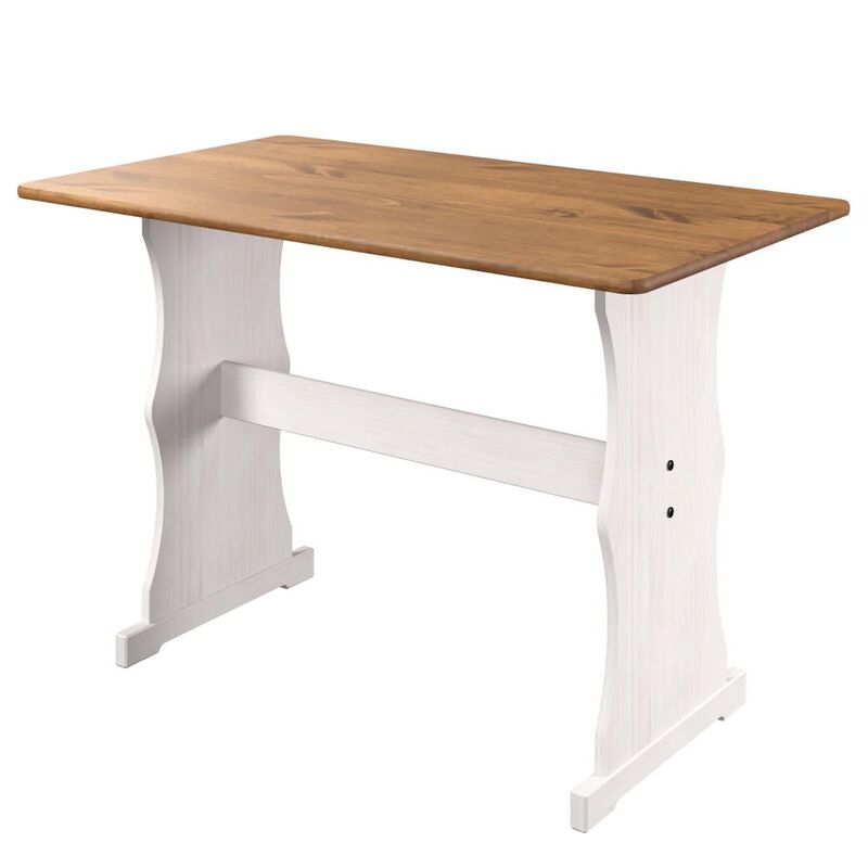 OS Home and Office Furniture Solid Pine Corner Dining Booth in Distressed White