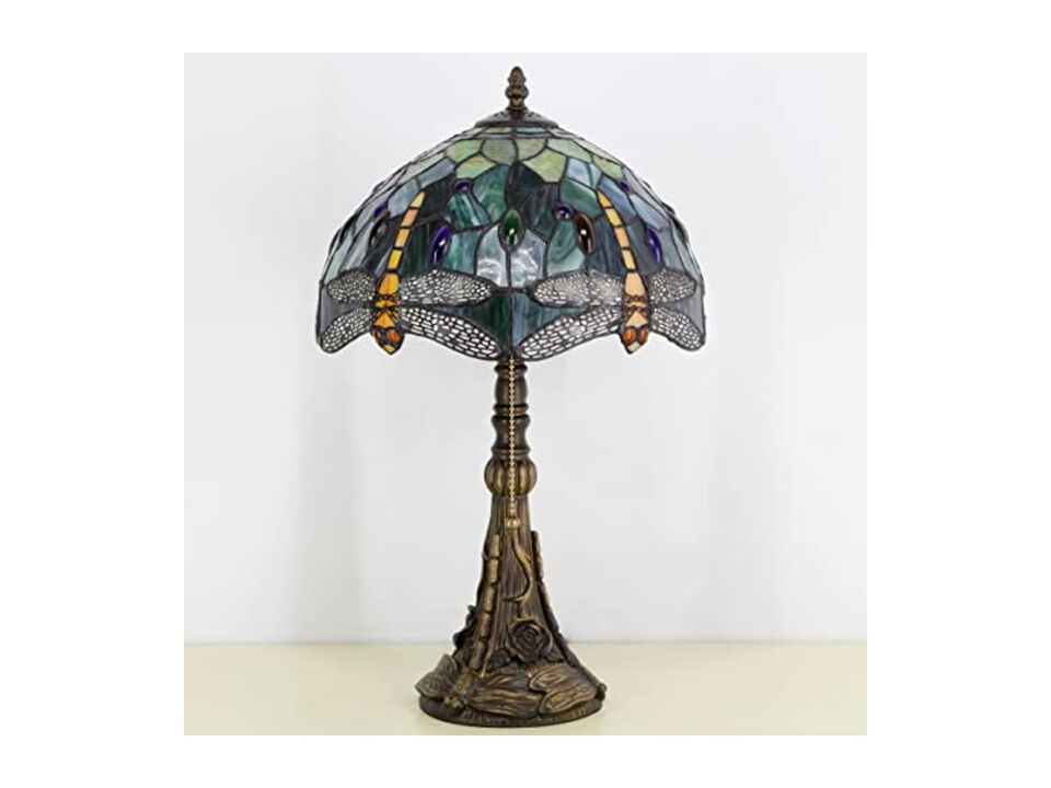 Tiffany Style Stained Glass Dragonfly Table Lamp For Bedroom Living Room