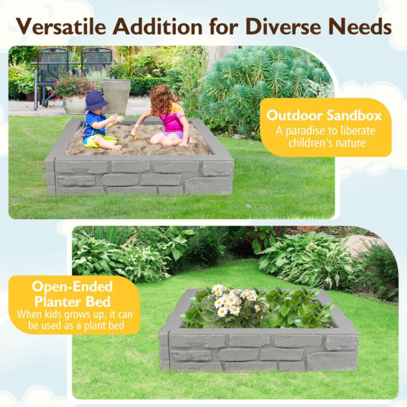 Hivvago 2-In-1 HDPE Kids Sandbox with Cover and Bottom Liner